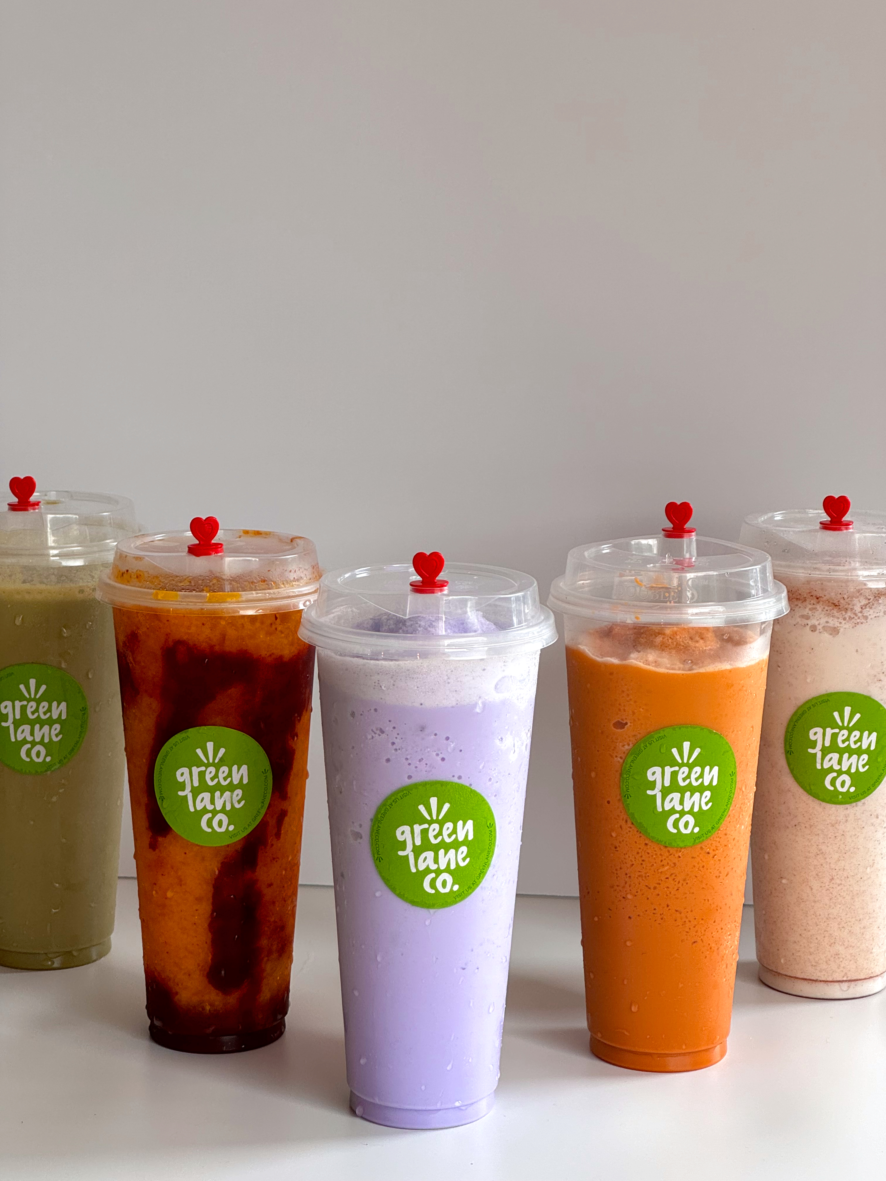 Cold juices lineup at Green Lane Co.